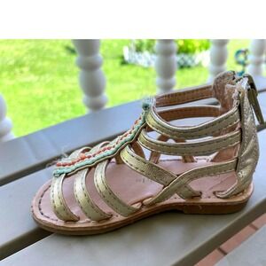 Koala Kids Gladiator Sandals Gold‎ Strappy Back Zipper Toddler Girl Size 4